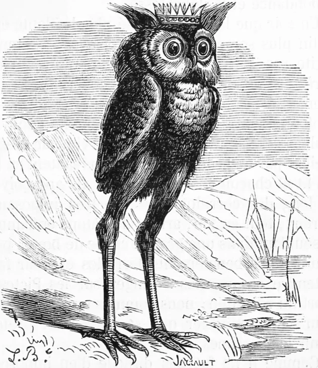 Ilustração de Stolas, Grande Príncipe da Ars Goetia — Dictionnaire Infernal (1863)